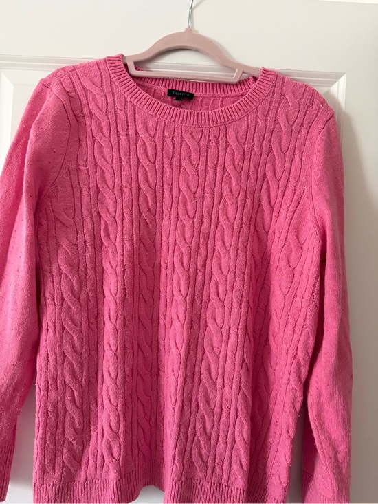 Talbots Sweaters - Talbots XL Bright Pink Cable-Knit Crewneck Sweater